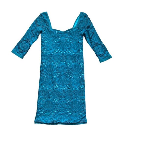 NWT Free People Intimately Lace Dress Sz M/L Teal "Deep Ocean" #173K - Picture 7 of 9